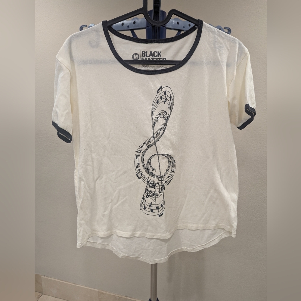 Musical Treble Clef Shirt Juniors M Cream Black Matter